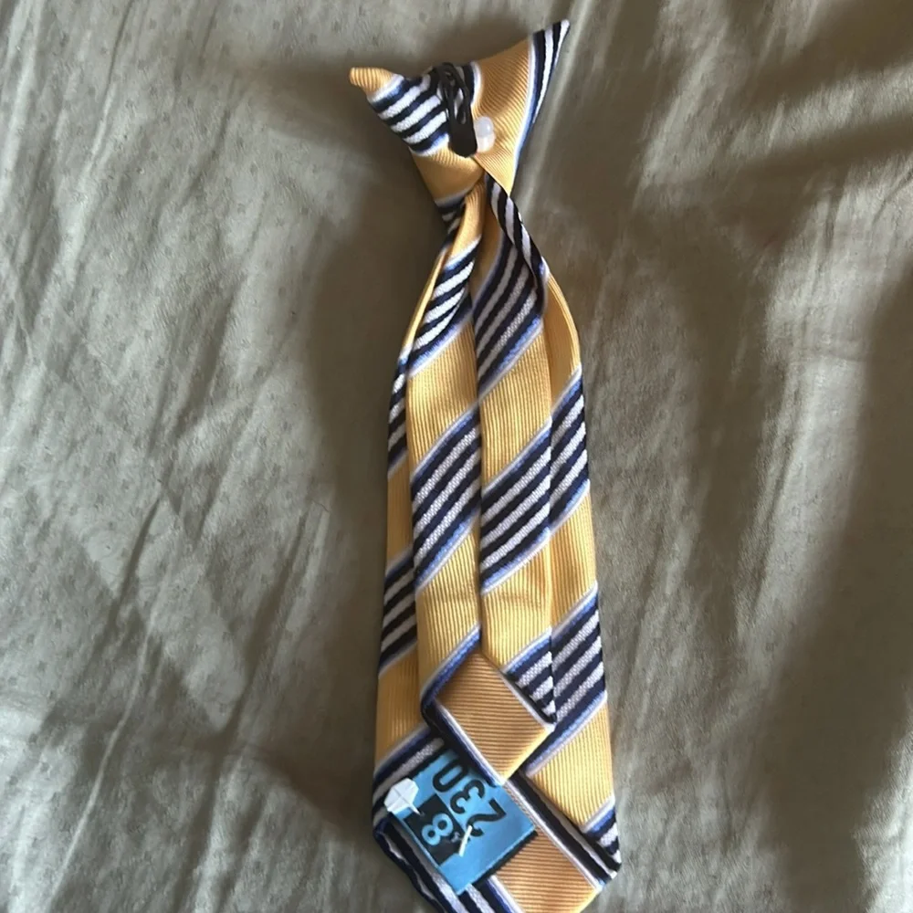 Toddler Boys Yello & Blue Clip On Tie